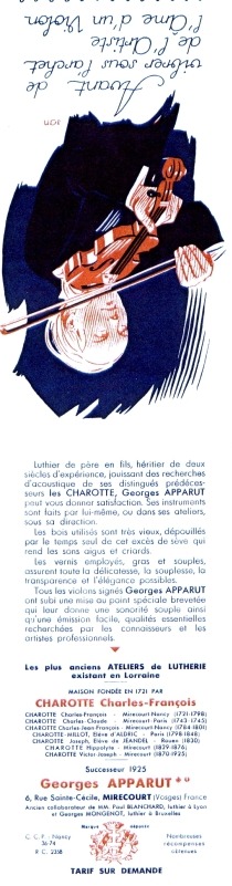 Signet publicitaire Georges Apparut à Mirecourt.