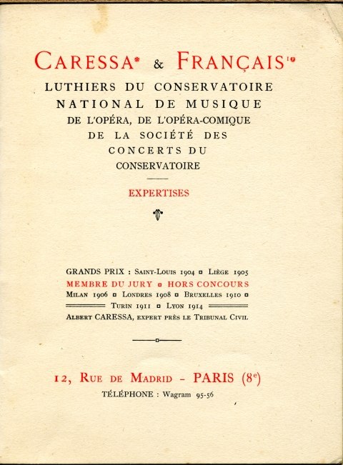 Catalogue et tarif Caressa & Franais  Paris.