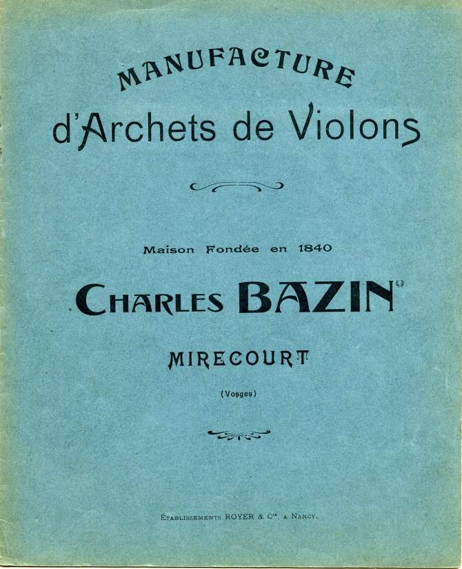 Catalogue Charles Bazin de 1901 environ.