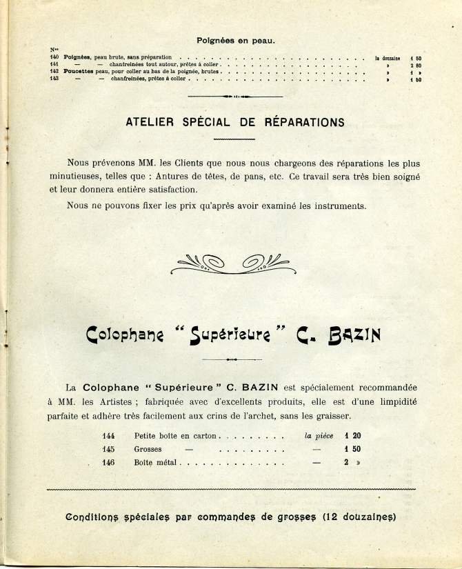 Catalogue Charles Bazin de 1901 environ.