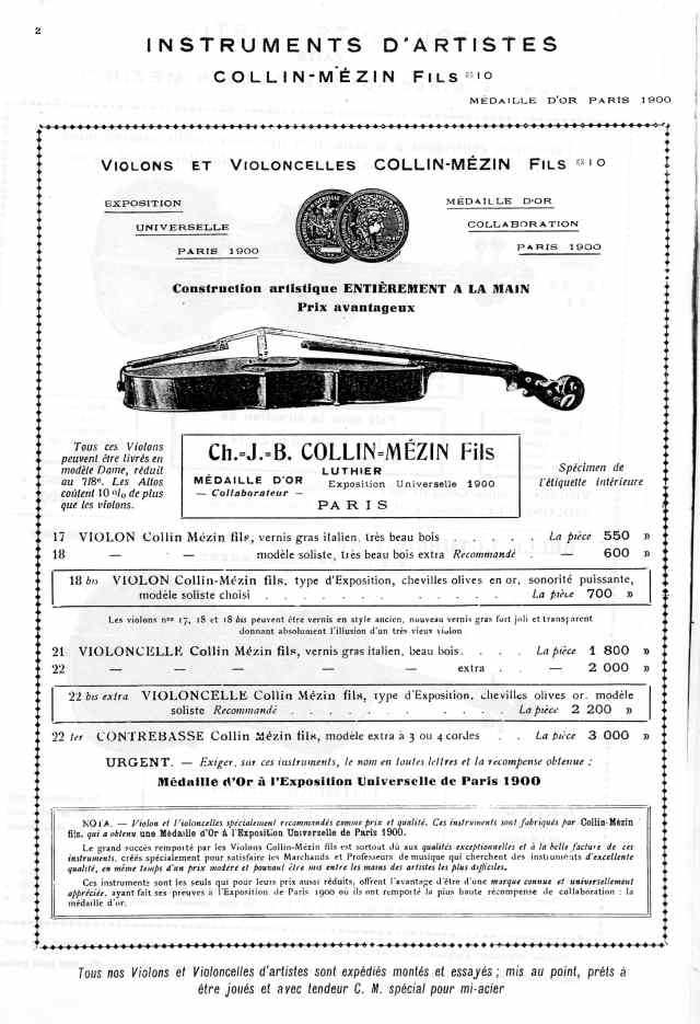 Catalogue Collin-Mzin de 1936.