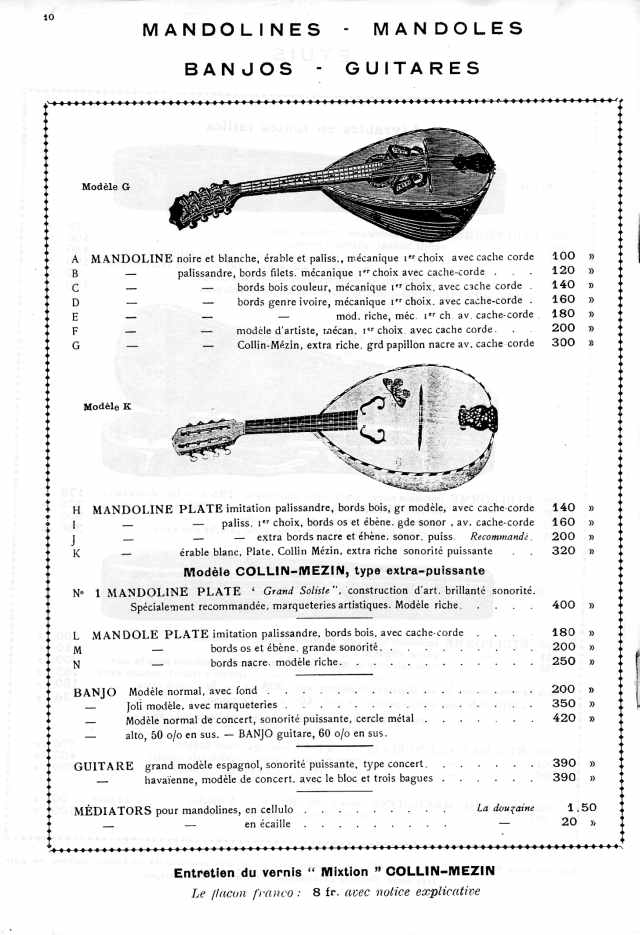 Catalogue Collin-Mzin de 1936.