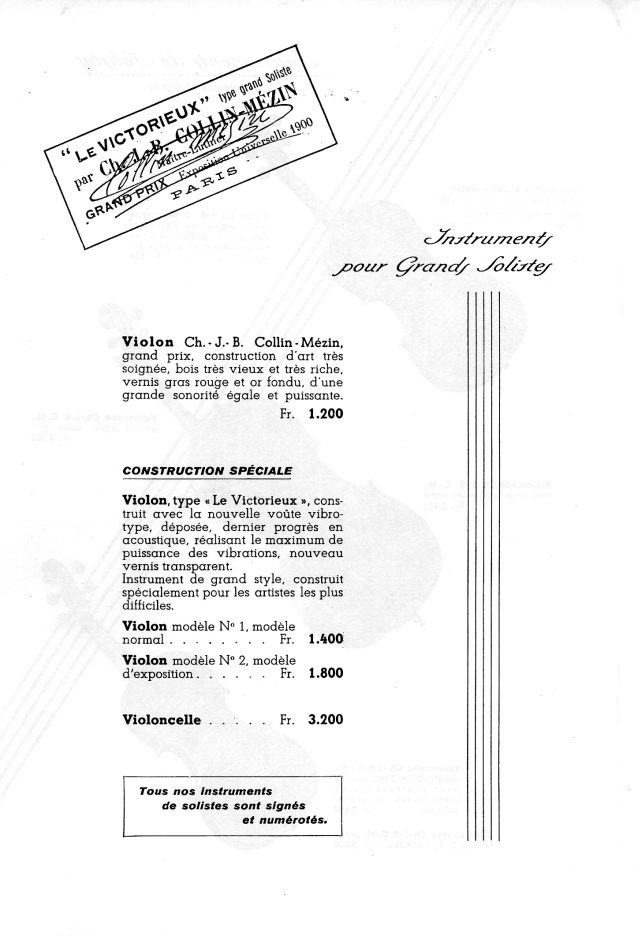 Catalogue Collin-Mézin de 1936.