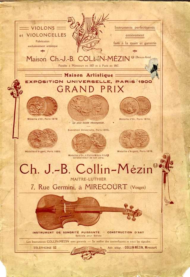 Catalogue Collin-Mzin de 1912.