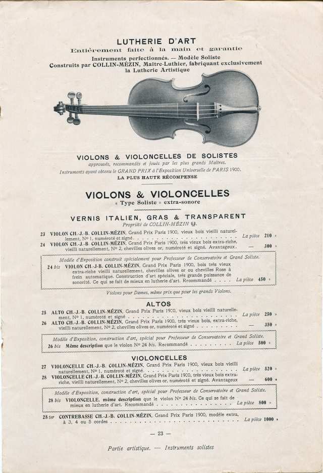 Catalogue Collin-Mzin de 1912.