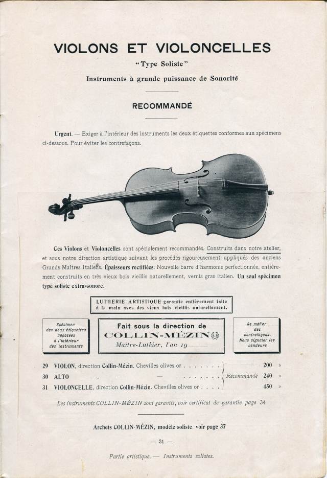 Catalogue Collin-Mzin de 1912.