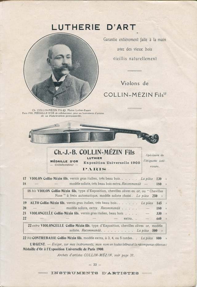 Catalogue Collin-Mzin de 1912.