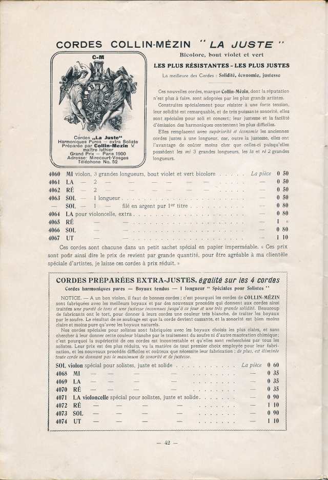 Catalogue Collin-Mzin de 1912.