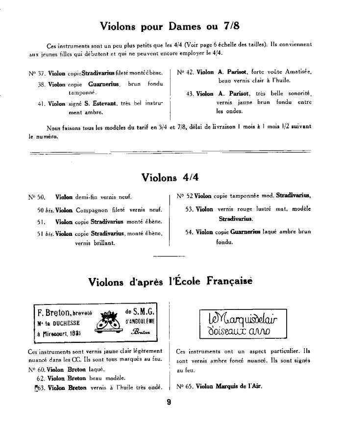 Catalogue Couesnon et Lon Bernardel runis, 1934.