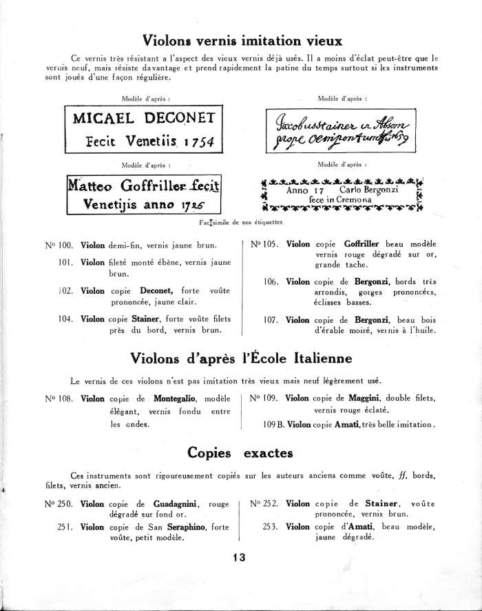 Catalogue Couesnon et Lon Bernardel runis, 1934.