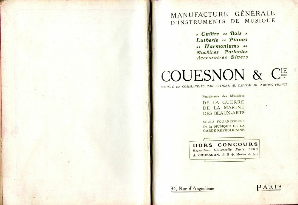 Catalogue Couesnon de 1912.