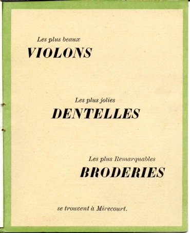 Fascicule d'exposition de lutherie et dentelle  Mirecourt en 1933.