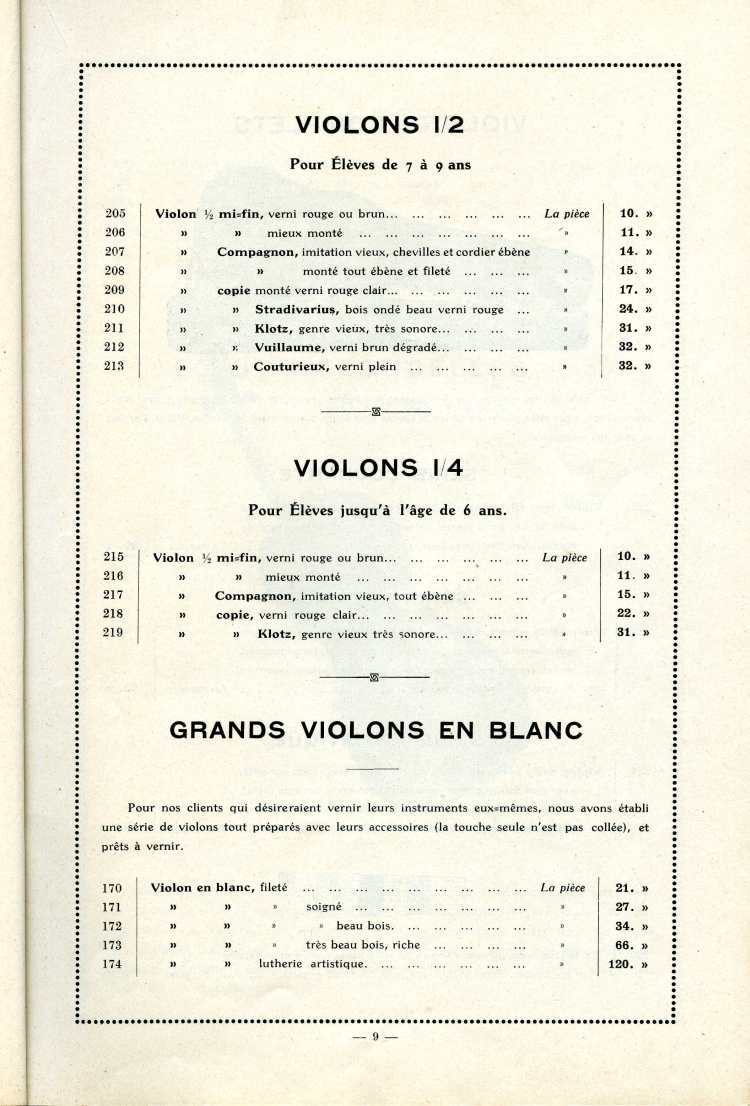 Catalogue Joseph Fissore de 1913.