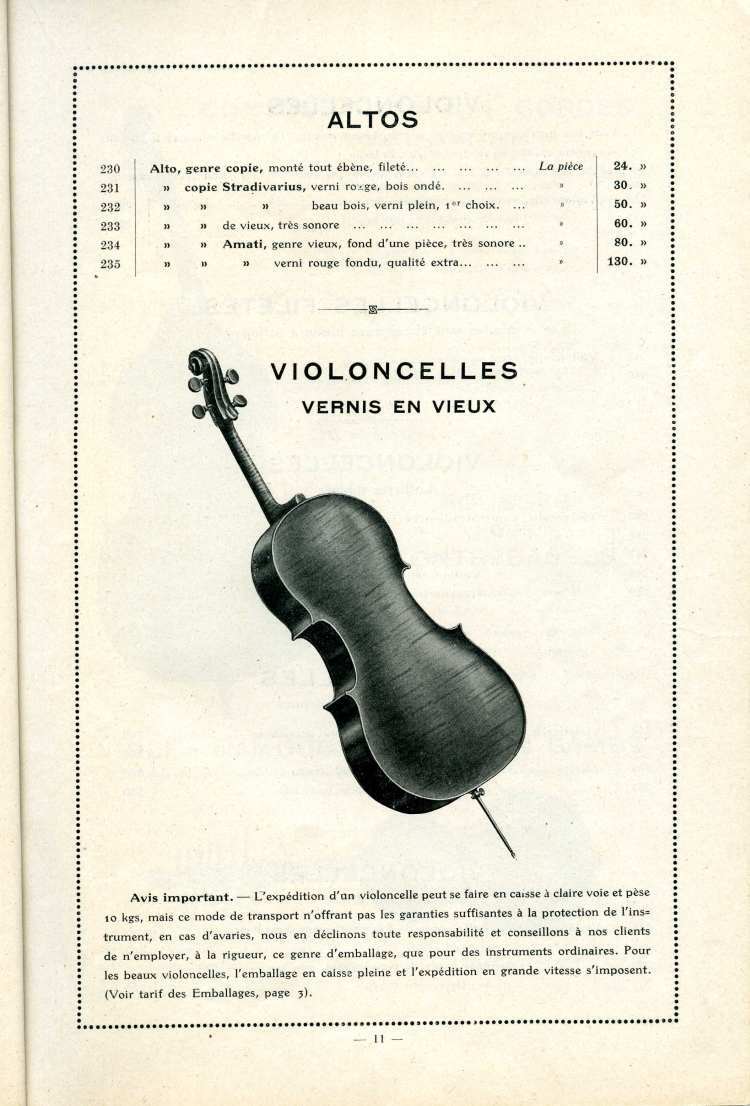 Catalogue Joseph Fissore de 1913.