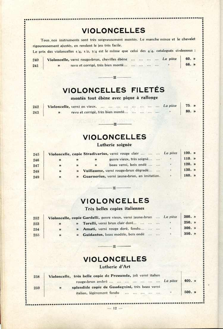 Catalogue Joseph Fissore de 1913.