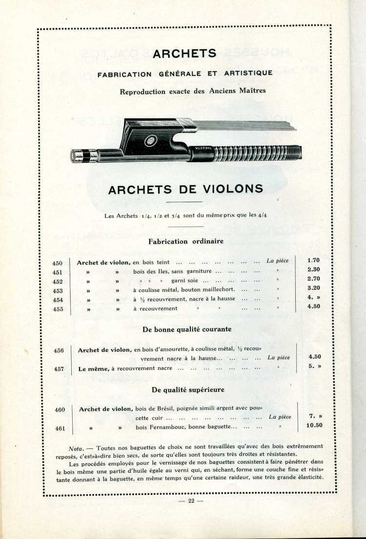 Catalogue Joseph Fissore de 1913.