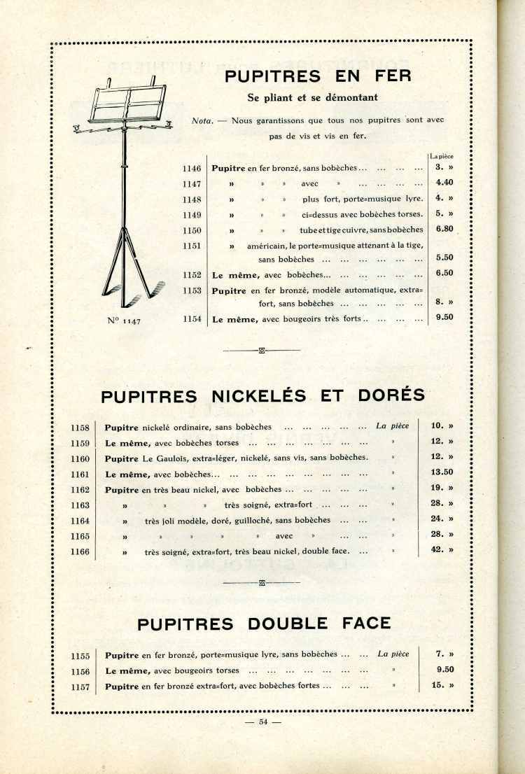 Catalogue Joseph Fissore de 1913.