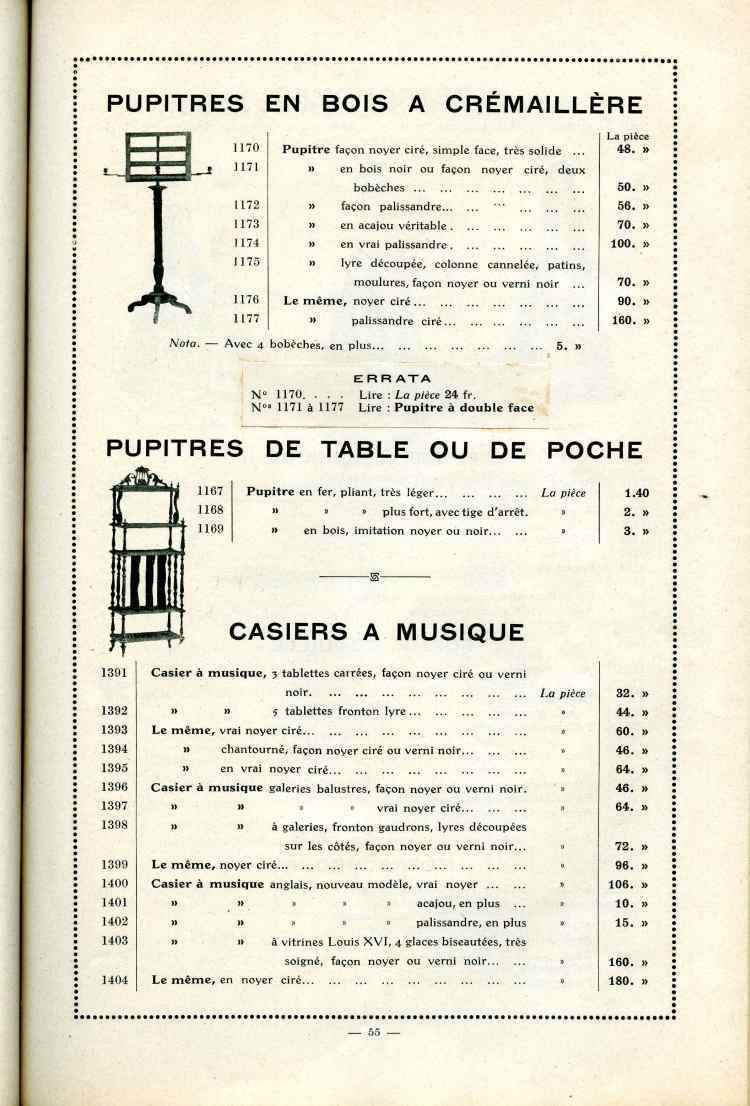 Catalogue Joseph Fissore de 1913.