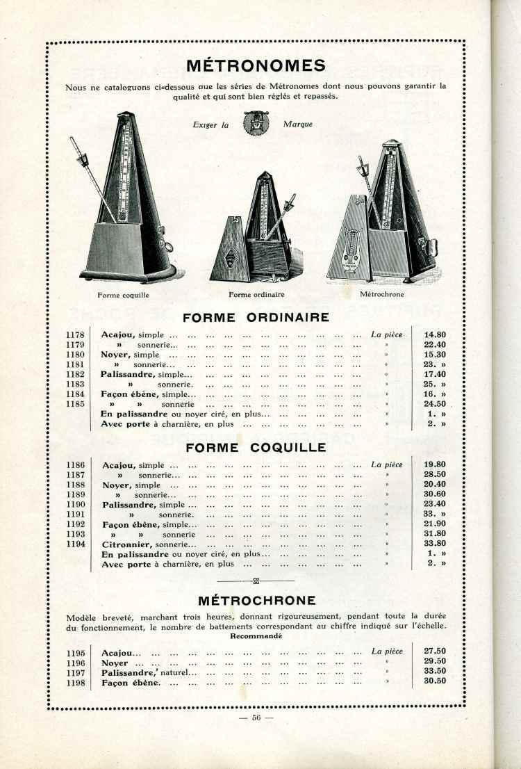 Catalogue Joseph Fissore de 1913.