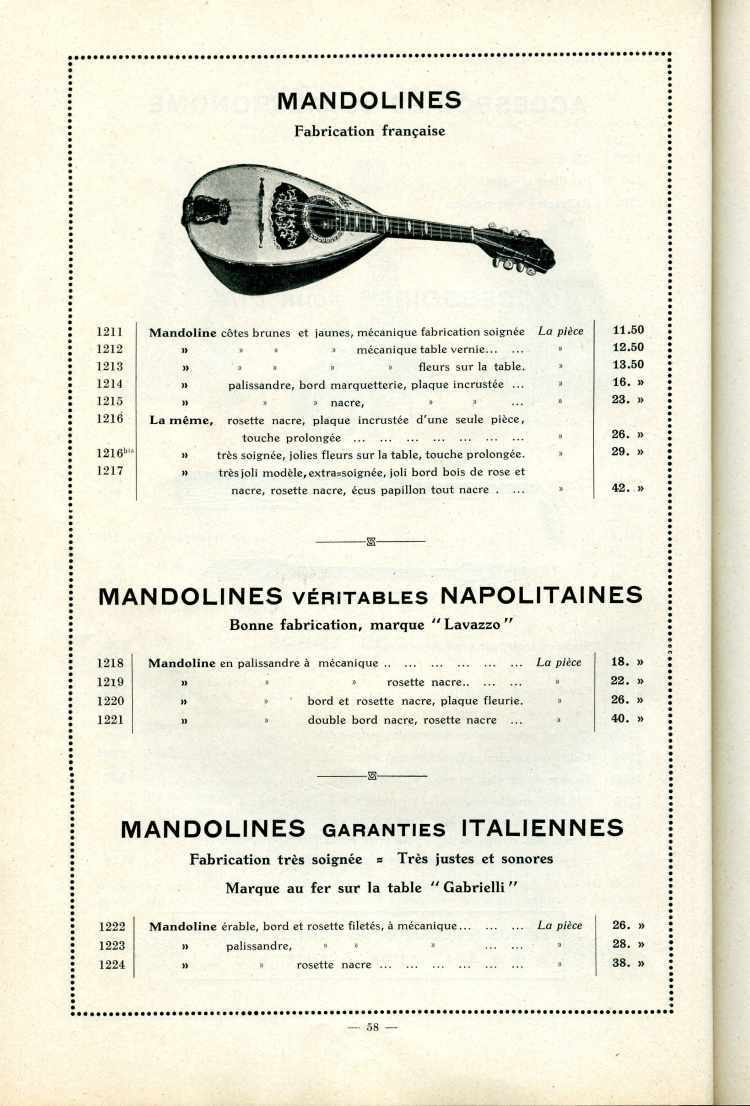 Catalogue Joseph Fissore de 1913.