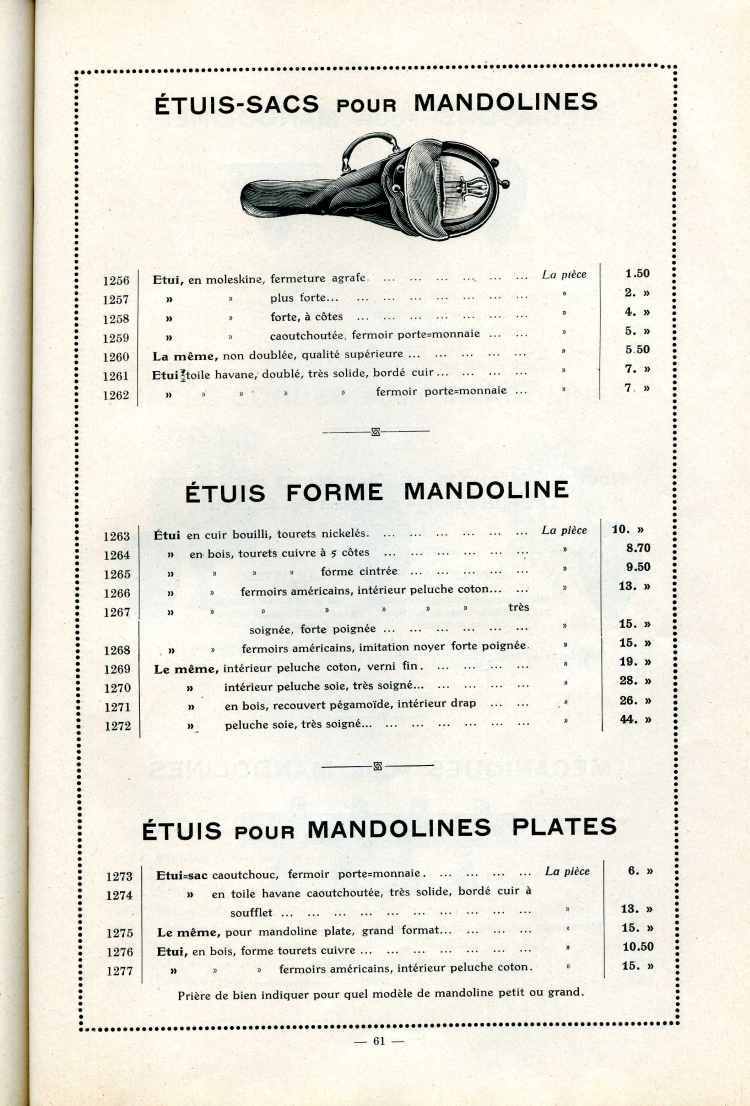 Catalogue Joseph Fissore de 1913.