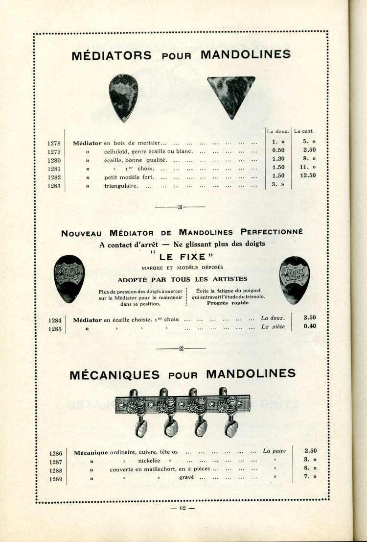 Catalogue Joseph Fissore de 1913.