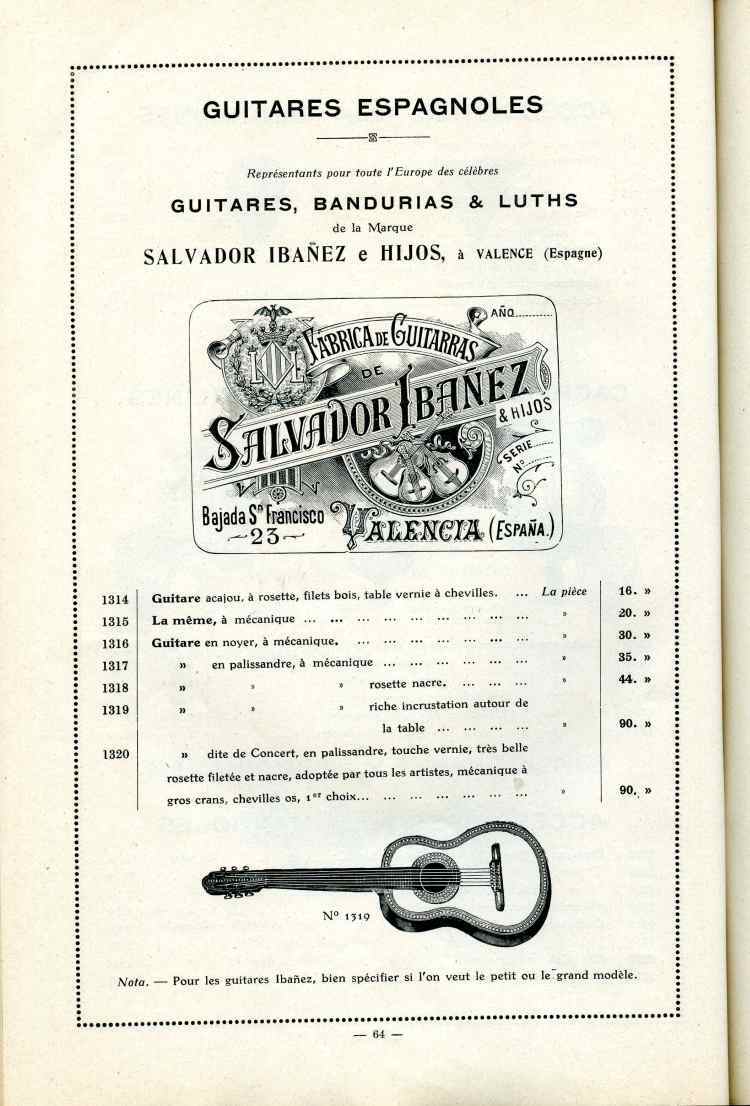 Catalogue Joseph Fissore de 1913.