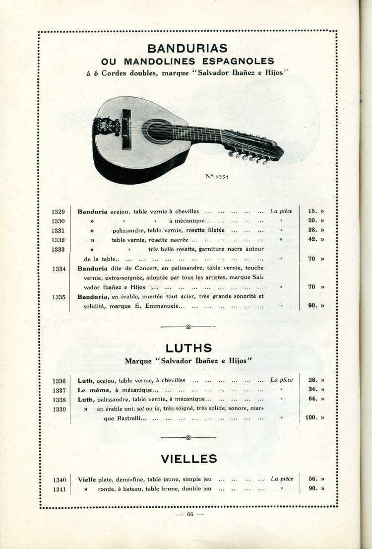 Catalogue Joseph Fissore de 1913.