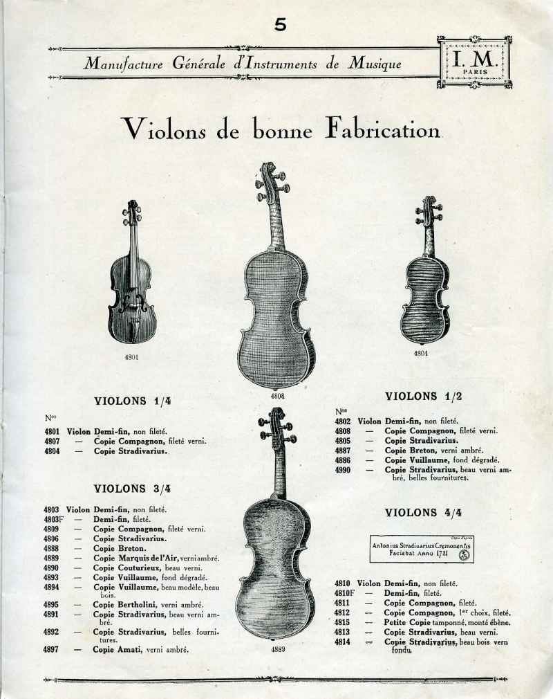 Catalogue I. M. Paris, Manufacture Gnrale d'Instruments de Musique.