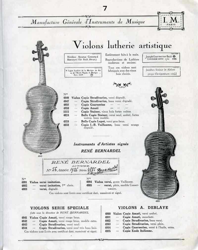 Catalogue I. M. Paris, Manufacture Gnrale d'Instruments de Musique.