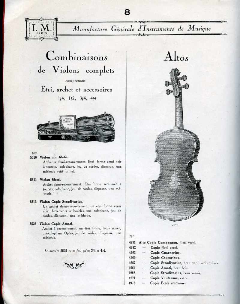 Catalogue I. M. Paris, Manufacture Gnrale d'Instruments de Musique.