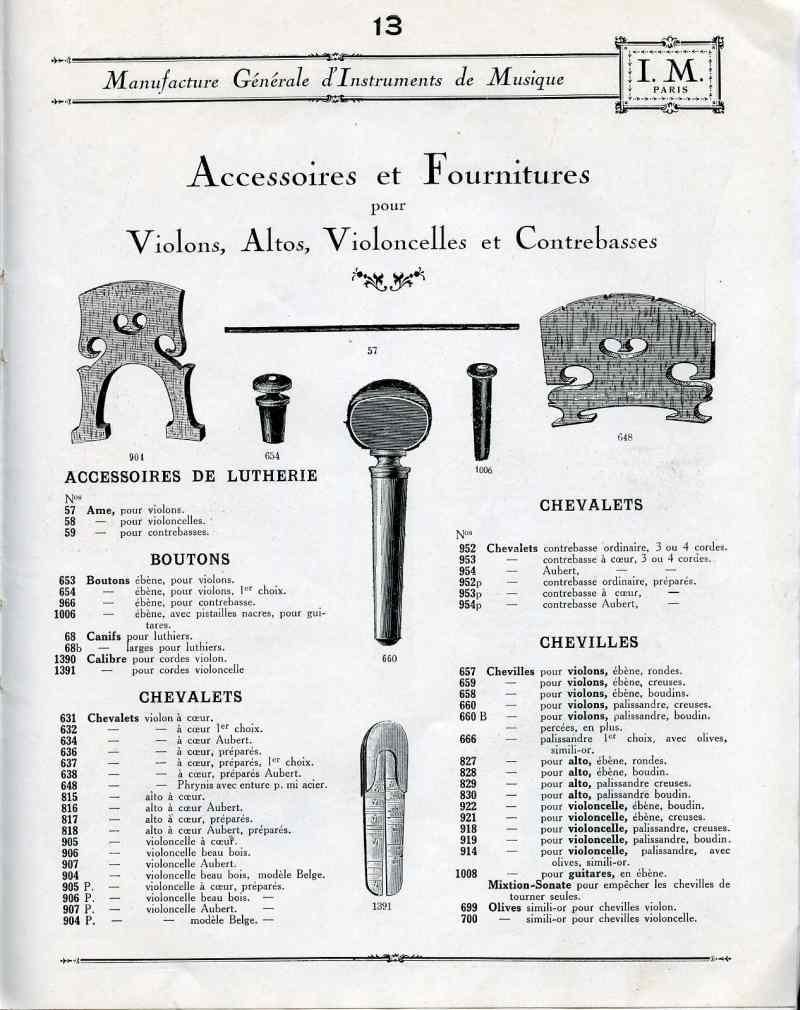 Catalogue I. M. Paris, Manufacture Gnrale d'Instruments de Musique.