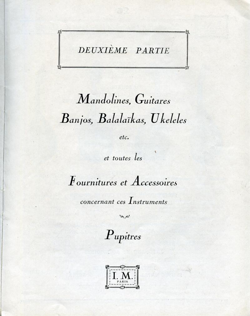 Catalogue I. M. Paris, Manufacture Gnrale d'Instruments de Musique.