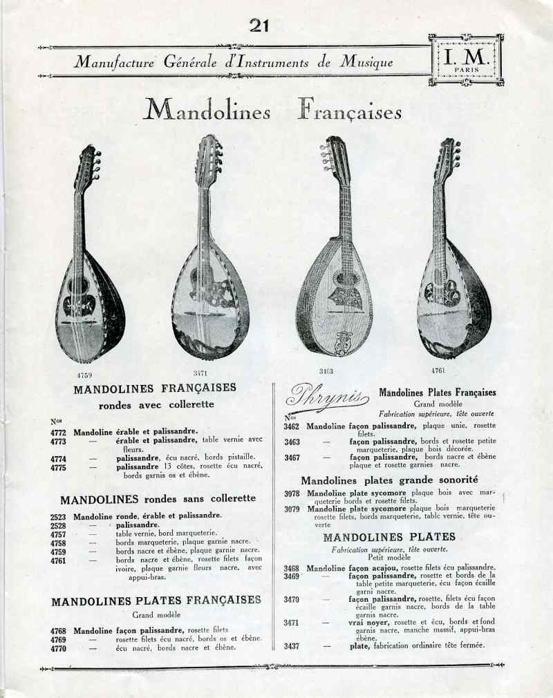 Catalogue I. M. Paris, Manufacture Gnrale d'Instruments de Musique.