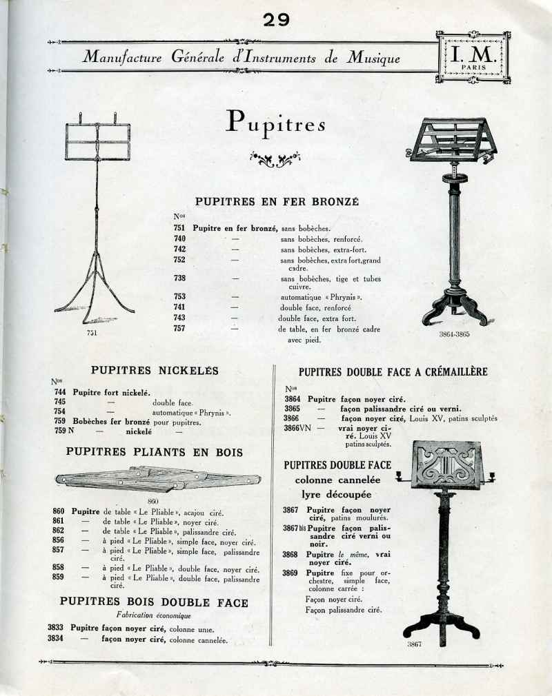 Catalogue I. M. Paris, Manufacture Gnrale d'Instruments de Musique.