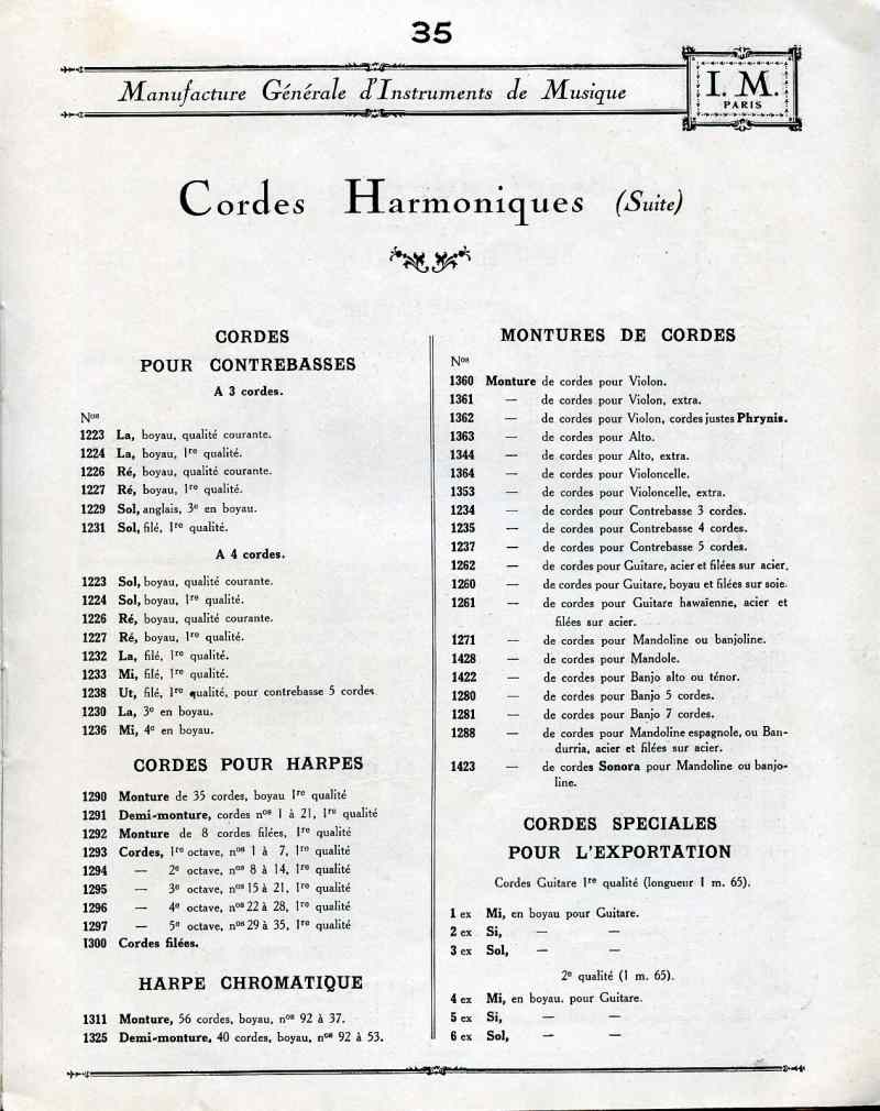 Catalogue I. M. Paris, Manufacture Gnrale d'Instruments de Musique.