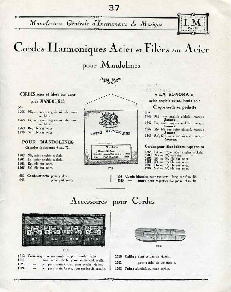 Catalogue I. M. Paris, Manufacture Gnrale d'Instruments de Musique.