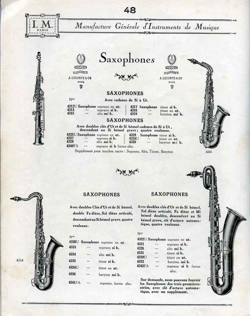 Catalogue I. M. Paris, Manufacture Gnrale d'Instruments de Musique.