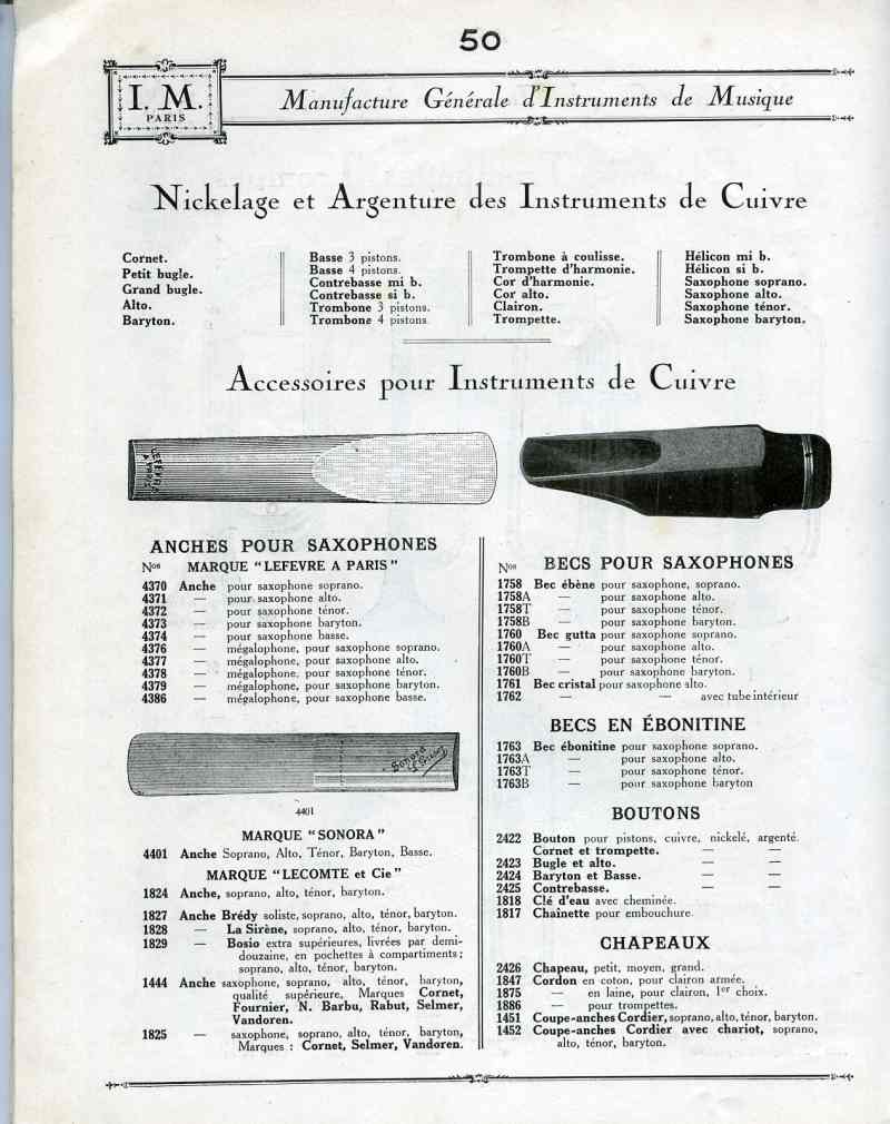 Catalogue I. M. Paris, Manufacture Gnrale d'Instruments de Musique.