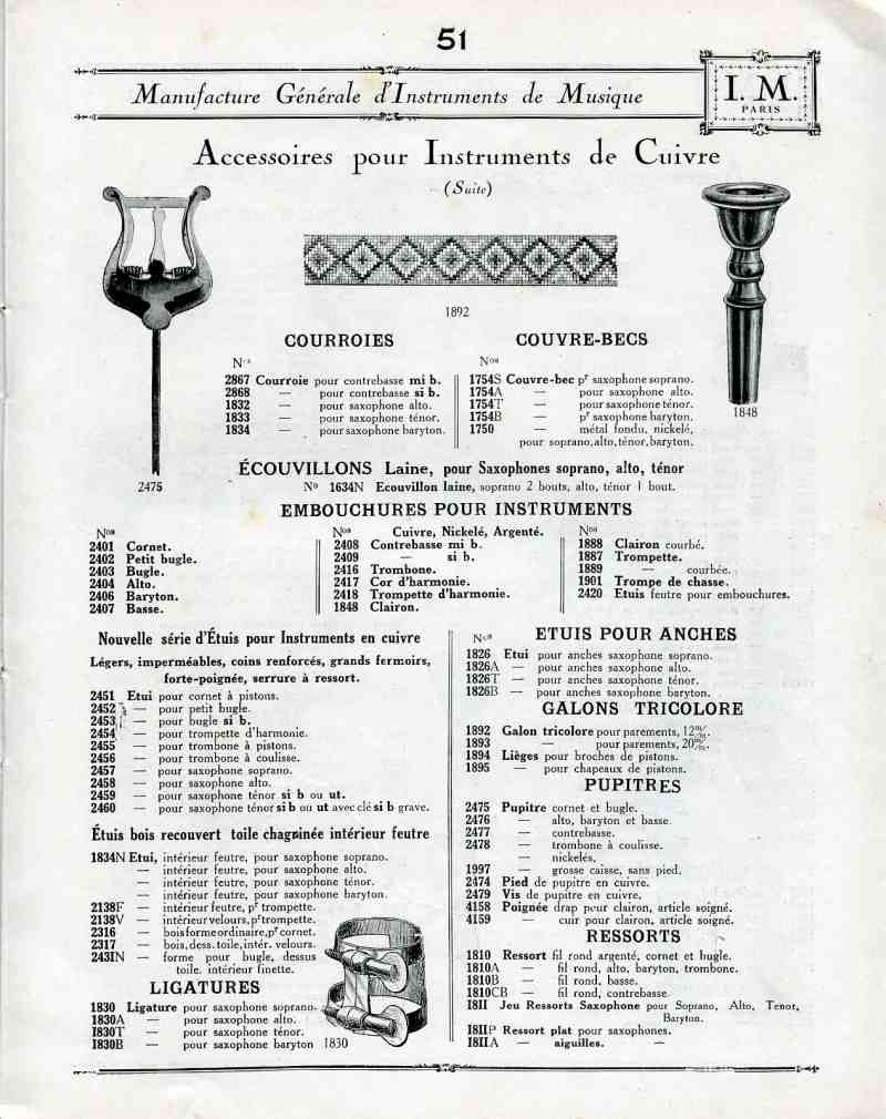 Catalogue I. M. Paris, Manufacture Générale d'Instruments de Musique.