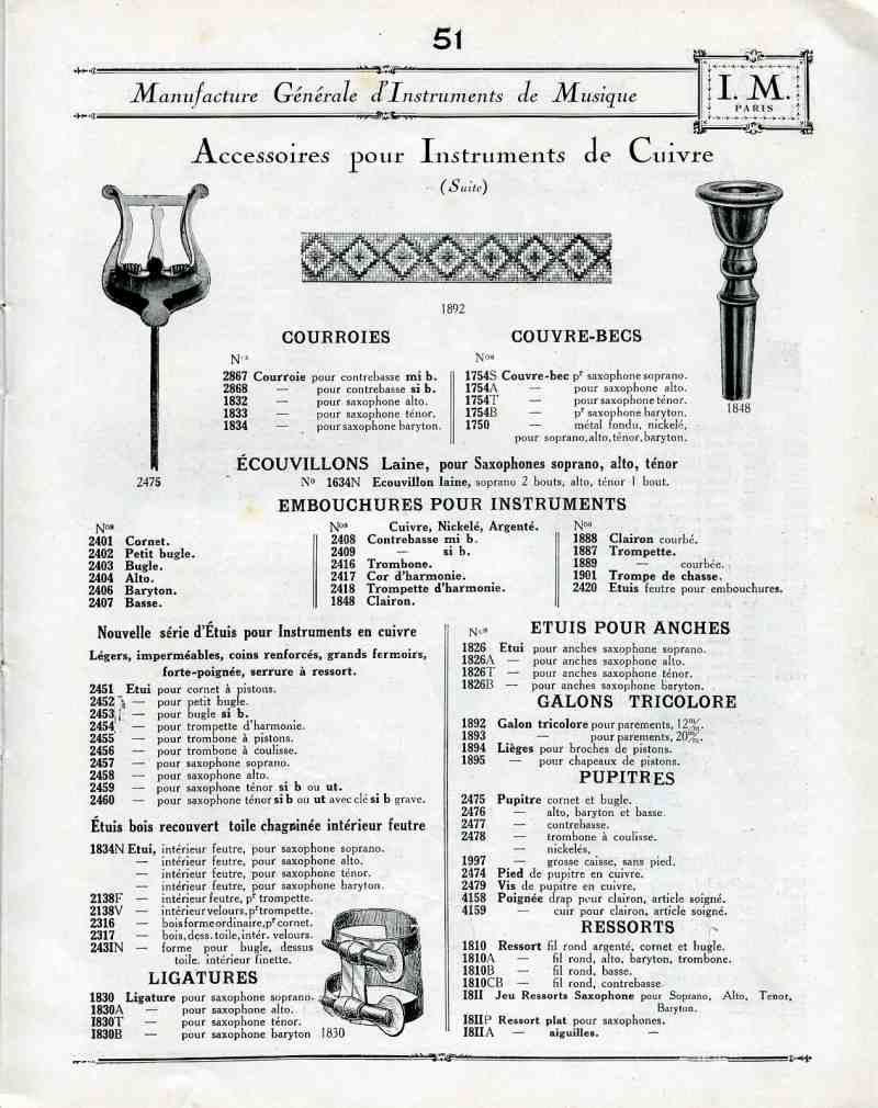 Catalogue I. M. Paris, Manufacture Gnrale d'Instruments de Musique.