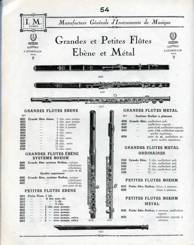 Catalogue I. M. Paris, Manufacture Gnrale d'Instruments de Musique.