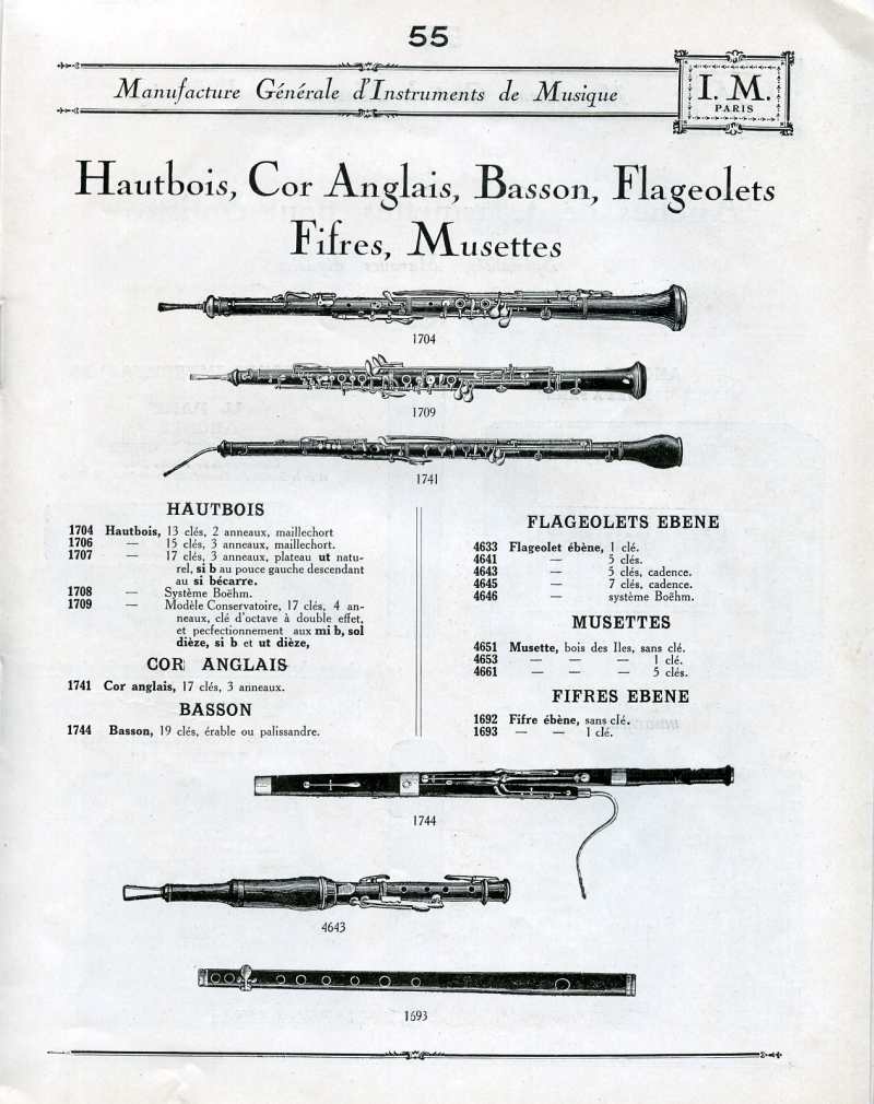 Catalogue I. M. Paris, Manufacture Gnrale d'Instruments de Musique.