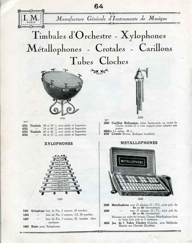 Catalogue I. M. Paris, Manufacture Gnrale d'Instruments de Musique.