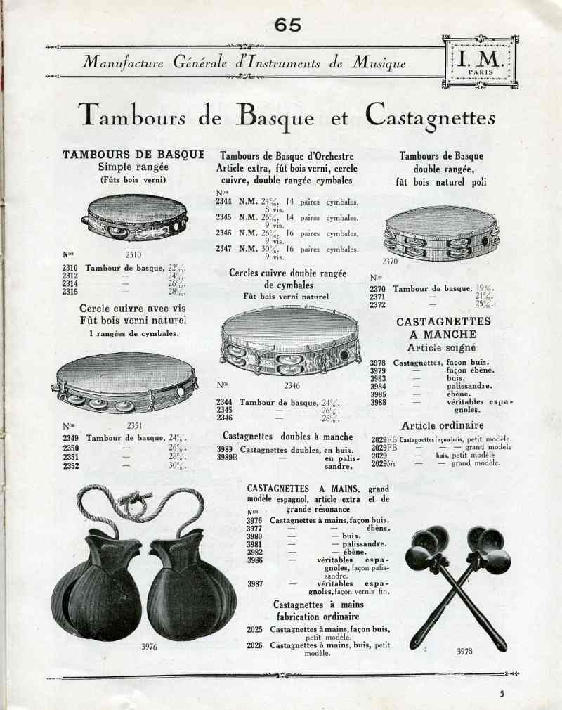 Catalogue I. M. Paris, Manufacture Gnrale d'Instruments de Musique.