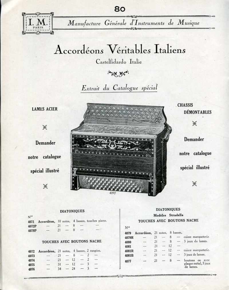 Catalogue I. M. Paris, Manufacture Gnrale d'Instruments de Musique.