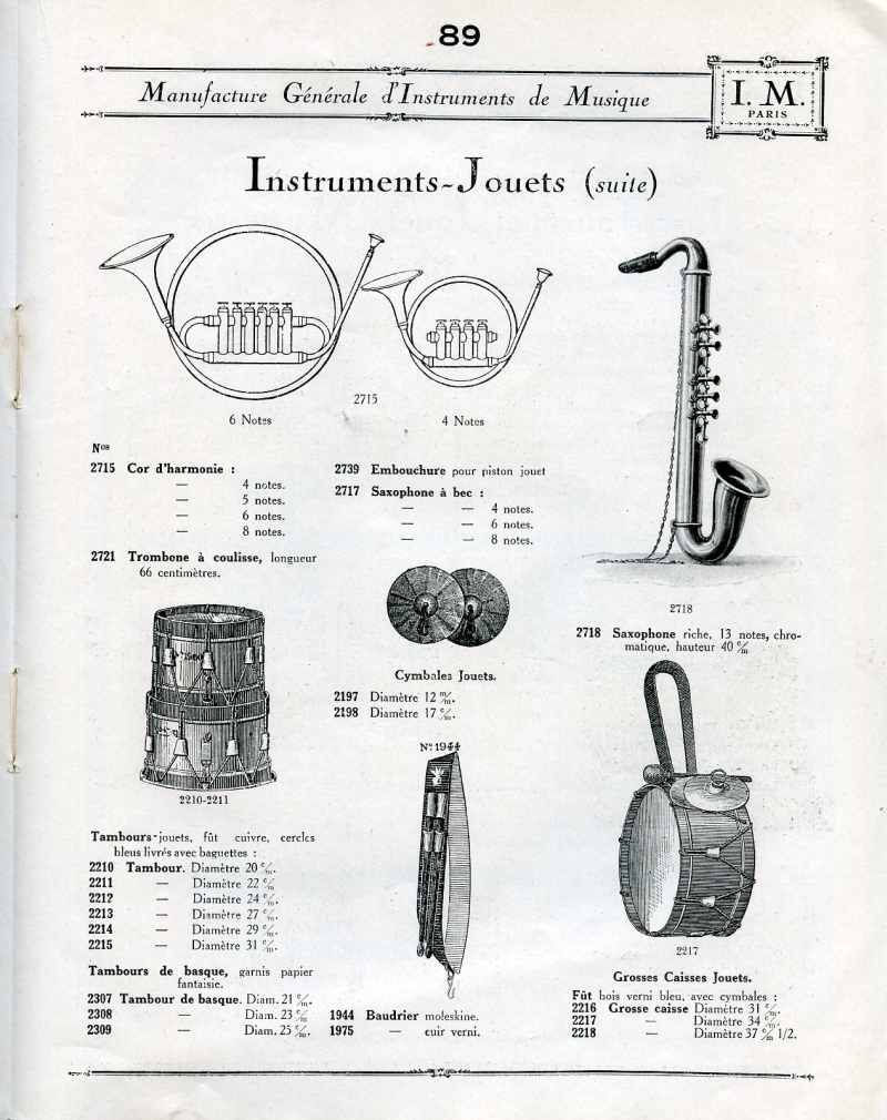 Catalogue I. M. Paris, Manufacture Gnrale d'Instruments de Musique.