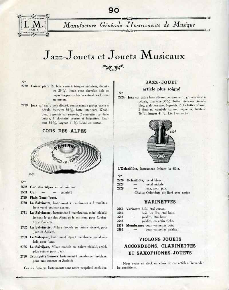 Catalogue I. M. Paris, Manufacture Gnrale d'Instruments de Musique.