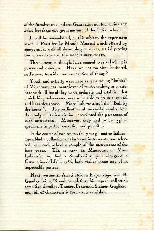 L'clat de la lutherie franaise. Laberte 1920. version anglais