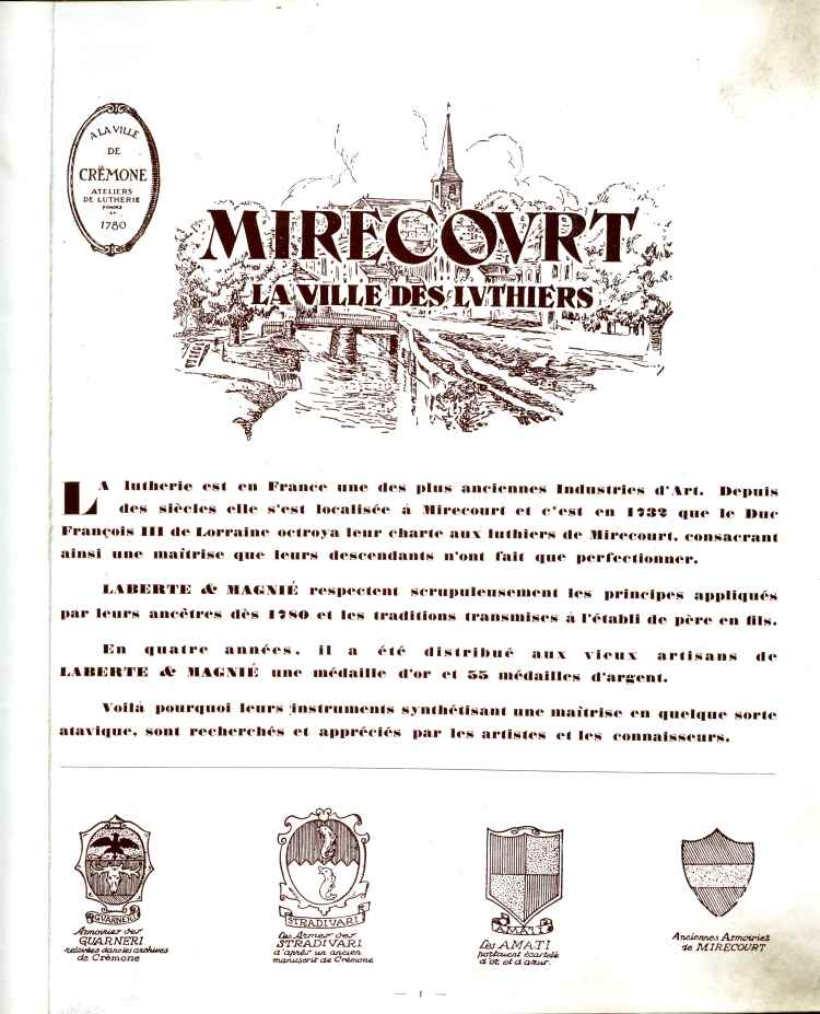 Catalogue de lutherie Laberte et Magni 1931.